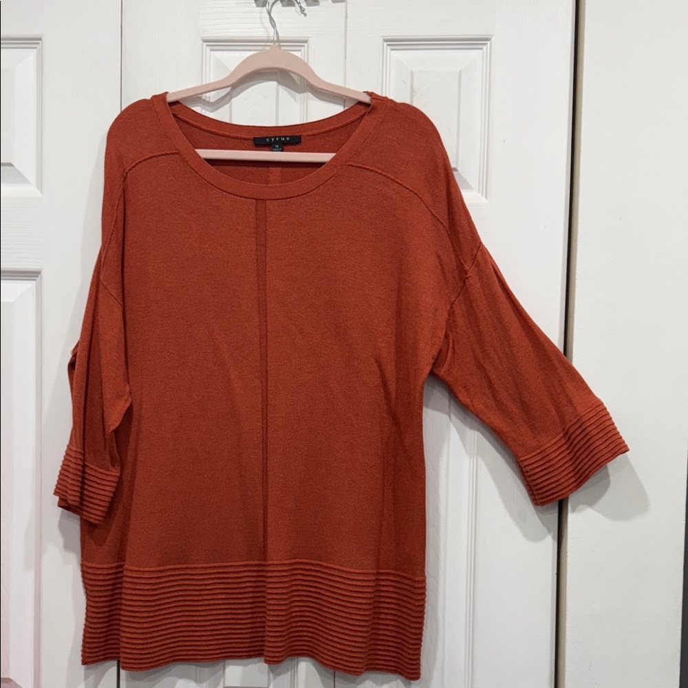 Cyrus Rust Orange 3/4 Dolman sleeves Knit Sweater size 1X - Picture 2 of 8